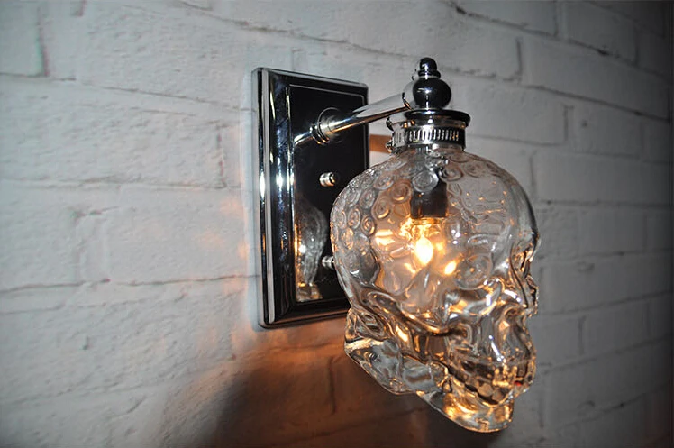 Europe Style Wall Lamp Living Room Bedroom Glass Wall Light Creative Bougeoir Mural Skull Wall Sconce