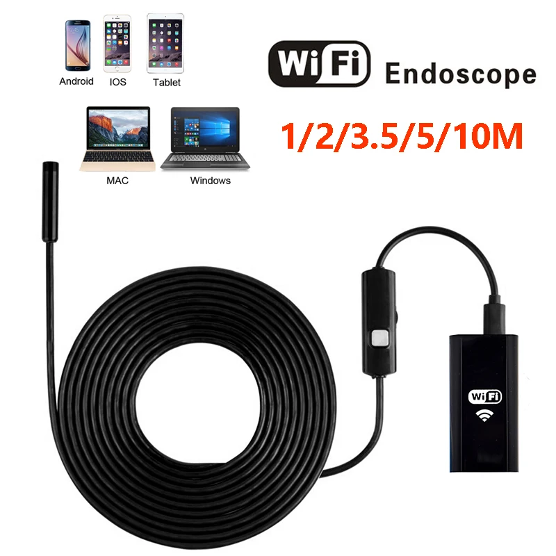 Wistino WiFi USB эндоскопа Камера мягкий кабель 1 м 3 м 10 м Водонепроницаемый Wi-Fi Камера Android IOS Телефон endoscopio wi-Fi трубы Камера