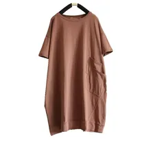 Летние большие размеры женская футболка Свободные О-образным вырезом мешковатые футболка с коротким рукавом Хлопок Карманы повседневные рубашки грудь 138 см