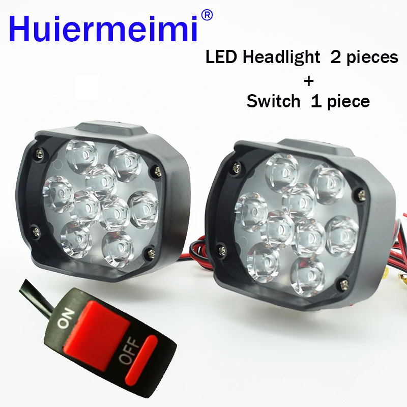 

Huiermeimi Motorcycle Headlight Moto Headlamp Scooter Fog Spotlight 12V 15W 9 LED Motorbike Spot Head LightS Auxiliary Lamp DRL