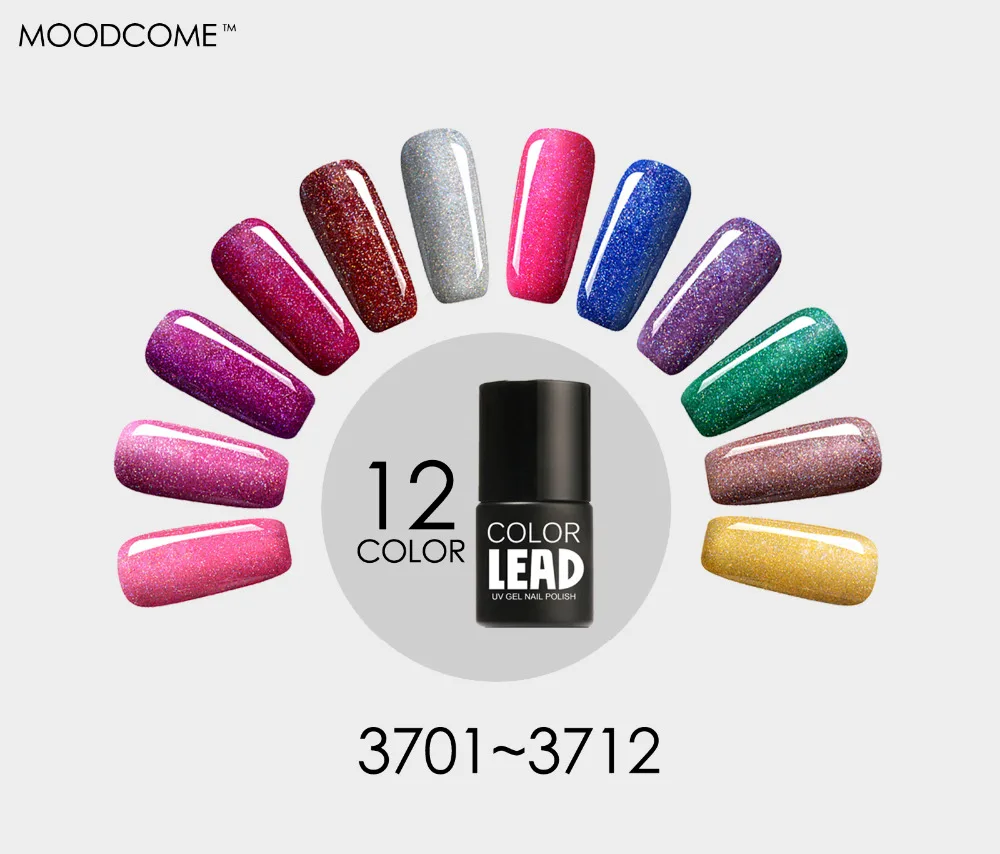 LEAD 12 Colors Gel Polish Colorful Rainbow Nail Gel 10ml UV Gel Soak