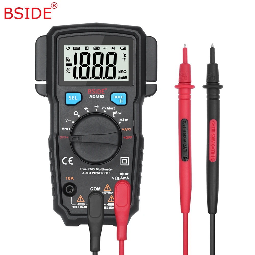 

BSIDE True RMS Digital Multimeter ADM62 Auto Range DMM Dual Slot TRMS Voltmeter Ammeter Ohmmeter Diode NCV Portable Multi Tester