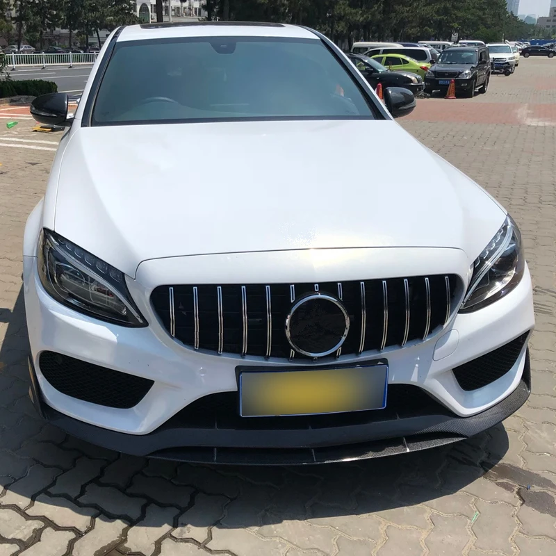 For Mercedes Benz C Class W205 2015+ C180 C200 C260 C300 AMG GT R Chrome Front Bumper ABS Grill Accessories Car Styling For Mercedes Benz C Class W205 2015+ C180 C200 C260 C300 AMG GT R Chrome Front Bumper ABS Grill Accessories Car Styling