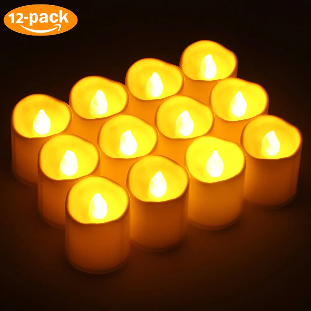 

Rantion 12pcs/set Flickering Led Candle Light Battery Wave Edge Tea Lights for Christmas Home Party Church Hotel Wedding Decor