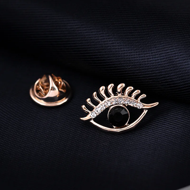 

OneckOha Rhinestone Black Eye Brooch Mini Collar Pin Women's Garment Accessories Lucky Jewelry