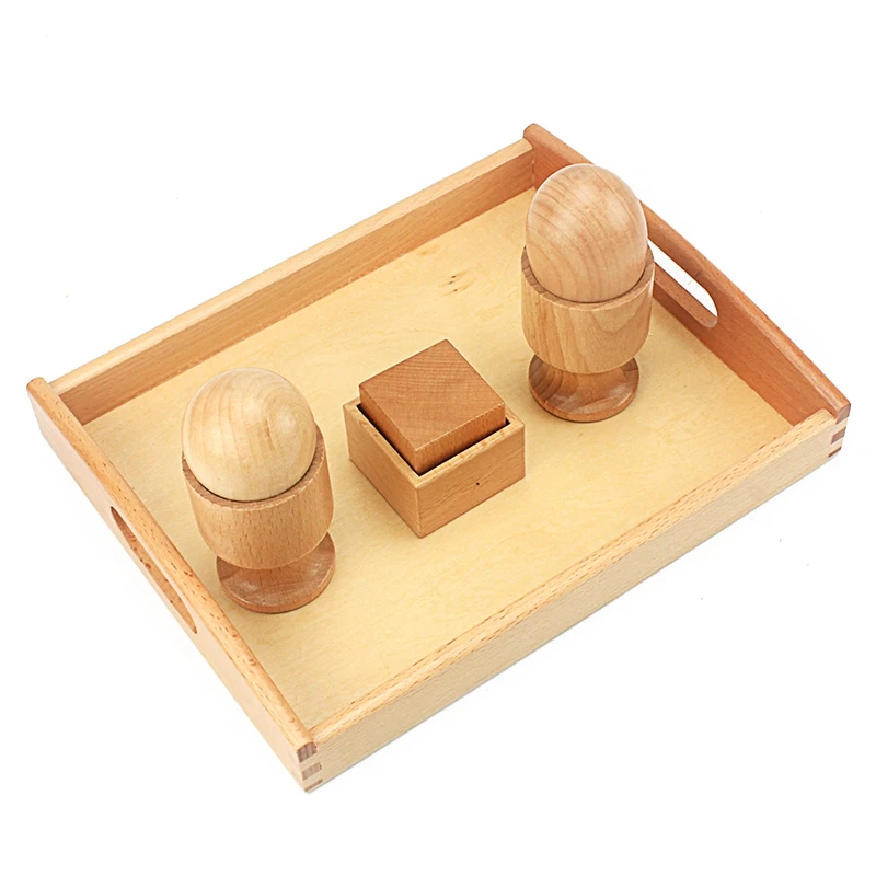 Juguete Montessori 3D para bebé, bola de huevo de ejercicio con cubo de taza con caja de madera, juguetes de educación temprana para preescolar, 2-4