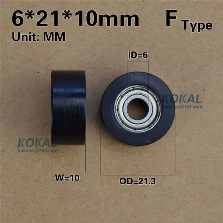 [F0621-10] 10 шт. 696zz подшипник PA66 нейлон плоский роликовый подшипник колеса пластиковые колеса 6*21,3*10 мм