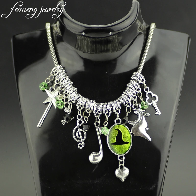 

Diy Wicked Choker Necklace Charm Wicked the Musical Bangle Defy Gravity Elphaba Glinda Crystal Beads Pendant Necklaces For Women