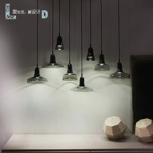 

Simple black shadow crystal droplight single-head museum restaurant float glass chimney droplight LED bar counter