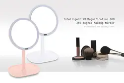 Gustala интеллектуальные 7x увеличительное зеркало Зеркала для макияжа Настольная led 360 градусов Поворот Для женщин Красота суета со светом