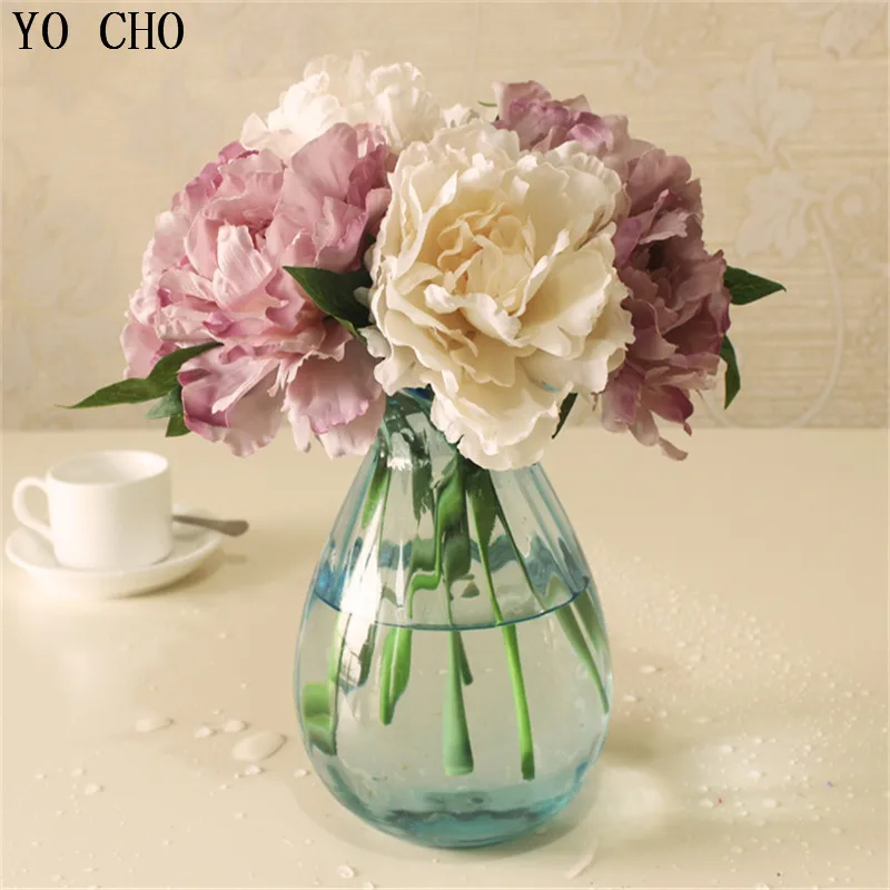 117 50 De Réductionpas Cher Tiffany Bleu Artificiel Fausse Pivoine Soie Fleurs Nuptiale Bouquet Fleur Arrangement Maison Mariage Fête Table Jardin