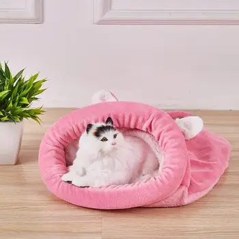 

HEYPET Long Coral Fleece Cat Bed Pet House Sleeping Bag for Puppy Pets Cat Mat Bed Kennel Soft Winter Warm Sleeping Bed