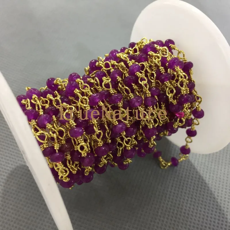 

Malaysian Jade Wire Beaded Chains For Making Jewelry Gold Finish Brass Rosary Chains In 3*4 mm 5 Meters RC5004