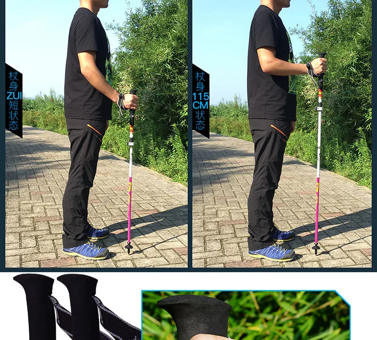 Alça ao ar Varas de Escalada Pioneer Nordic Caminhada Varas Ajustável 3 Seção Livre 34-135cm Caminhadas Pólo Trekking Pólos Eua Vara 21 Esporte e Lazer