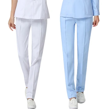 

cotton Nurse uniform pants Beautiful uniforms pants White summer elastic waist large size doctor trousers bottonms