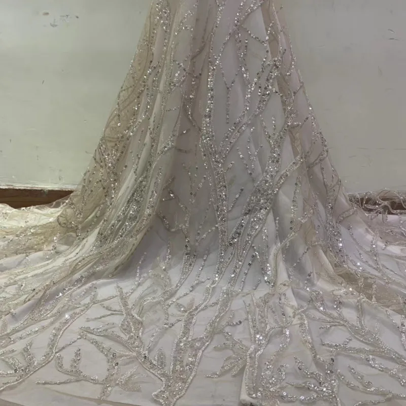 

African lace fabric,embroidered flower net lace,high quality Nigerian lace fabric with sequins for party dress RG904