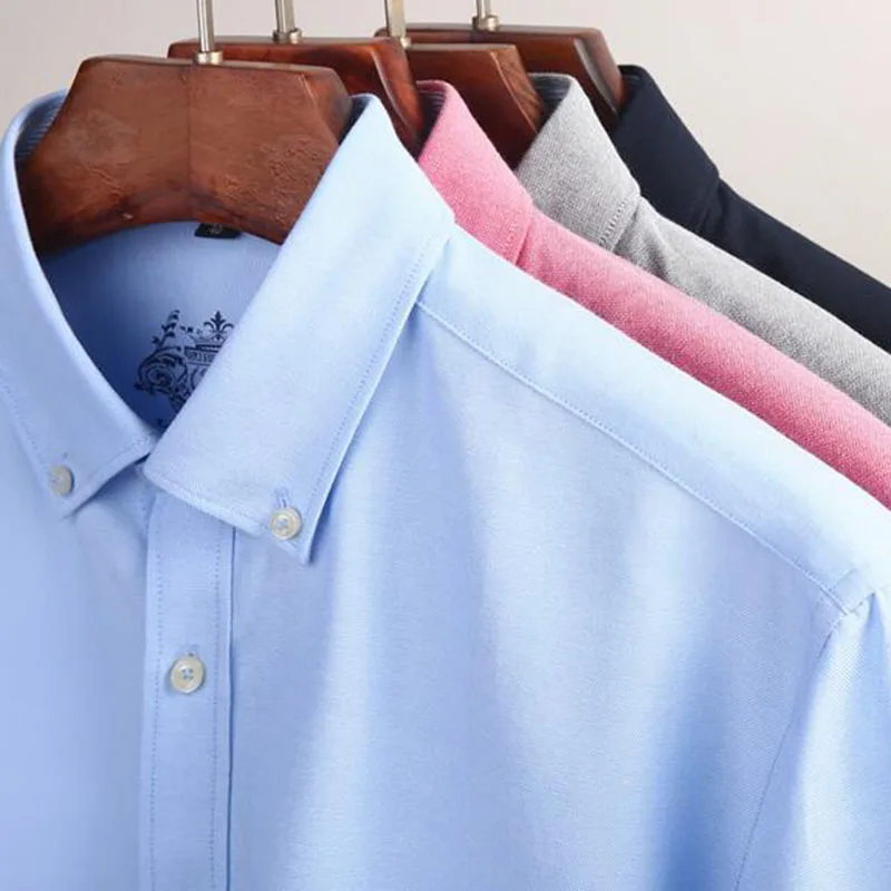 Korean Style Men Fashion Oxford Shirts Camisa Long Sleeve Turn-down Collar Formal Dress Business Vestido High Quality | Мужская одежда