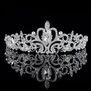 Luxury Pink Gold Pearl Bridal Crowns Handmade Tiara Bride Headband Crystal Wedding Diadem Queen Crown Wedding Hair Accessories