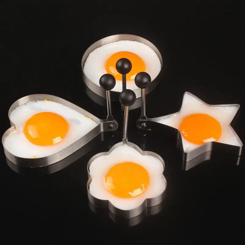 4x Stainless Steel Cooking Fried Egg Pancake Ring Mould Mold Shaper Kitchen Tool