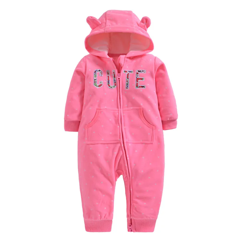 

2019 Autumn&Winter Baby Boy Clothes Baby Rompers Fleece Newborn Clothing One Piece baby girl clothes Romper Hooded Sleepwear