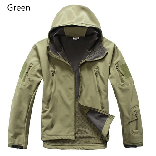 Брендовая куртка V5.0 Военная Тактическая Мужская куртка скрытый Акула кожа мягкая оболочка водонепроницаемая ветрозащитная новая куртка-ветровка пальто - Цвет: Зеленый