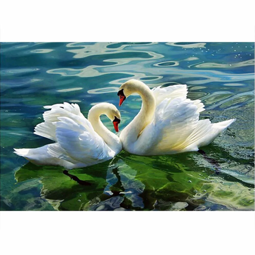 

Frameless Love Swans DIY Digital Oil Painting Paint By Number Canvas Artwork Wall Room Home Decor