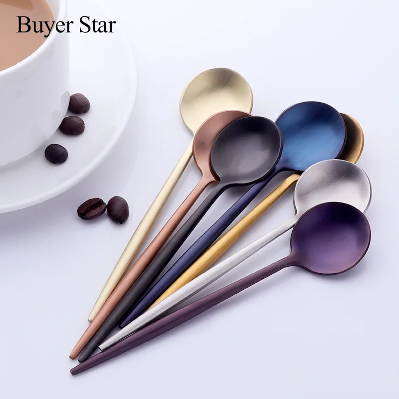

Set of 6 Coffee Spoons 18/8 Stainless Steel Espresso Spoons for Dessert Tea Spoon Appetizer Mini Teaspoons Tableware 7 Colors