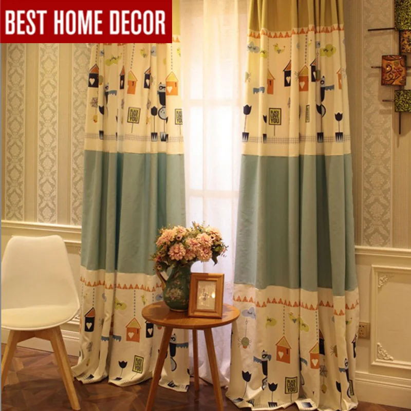 Modern cartoon blackout curtains for kid's room children curtains for window little house kid's