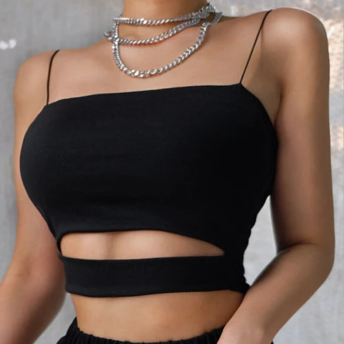 Black crop top tank