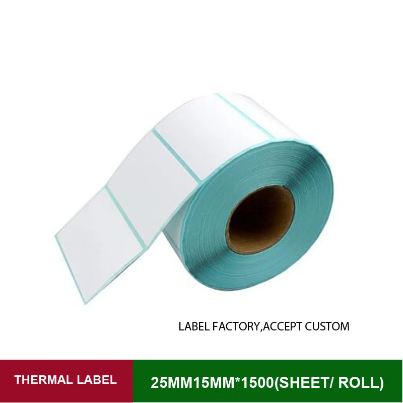 Sticker label 25mmx15mm 1500pcs per roll thermal printer barcode blank paper can be custom logo electronic scale printing paper Sticker label 25mmx15mm 1500pcs per roll thermal printer barcode blank paper can be custom logo electronic scale printing paper