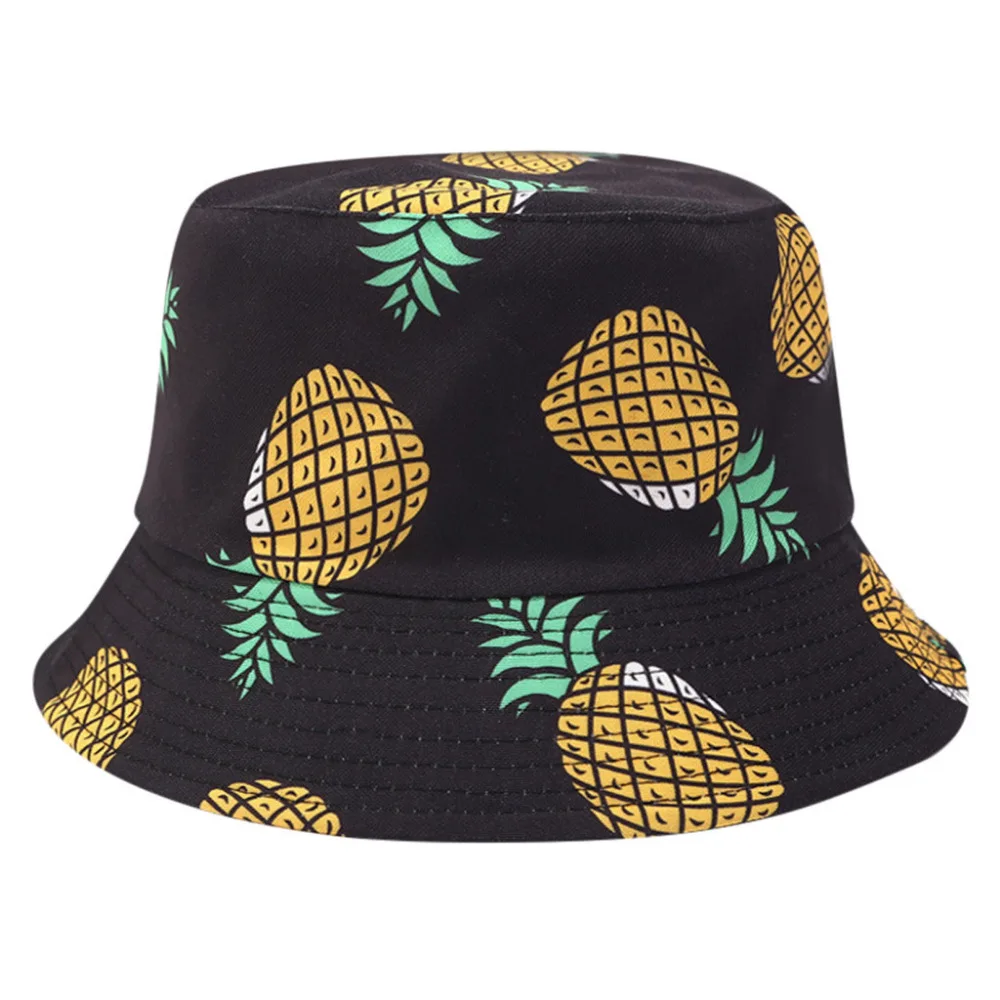 2019 Men and women beach hat pineapple printing double-sided wearing sunshade beach hat summer travel folding beach hat  40J5 (3)