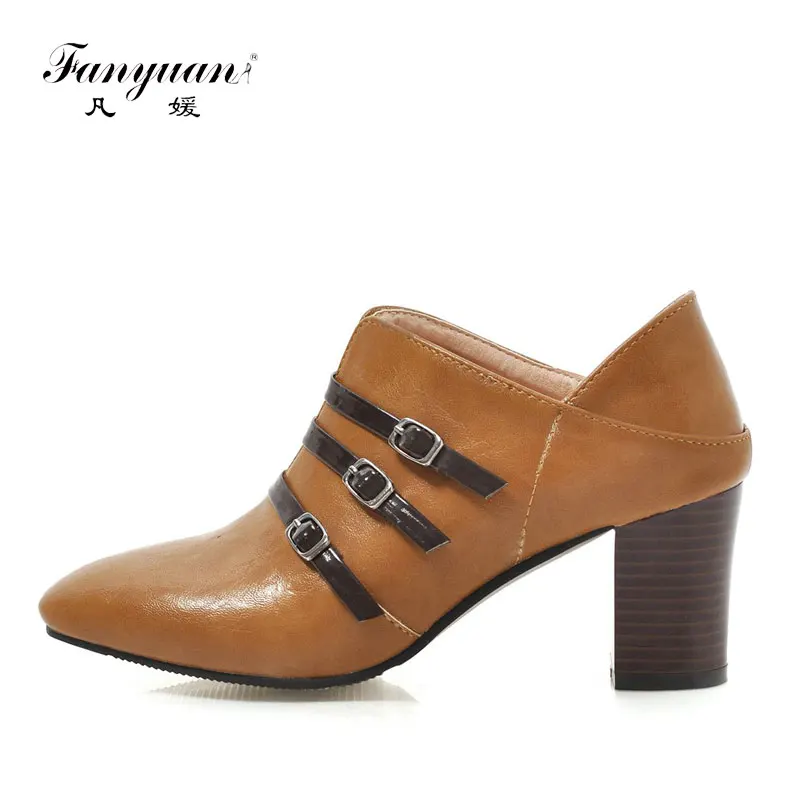 Fanyuan/Модные слипоны на высоком каблуке, весенняя обувь с узким ремешком и пряжкой, женская обувь, новинка, женские туфли-лодочки с