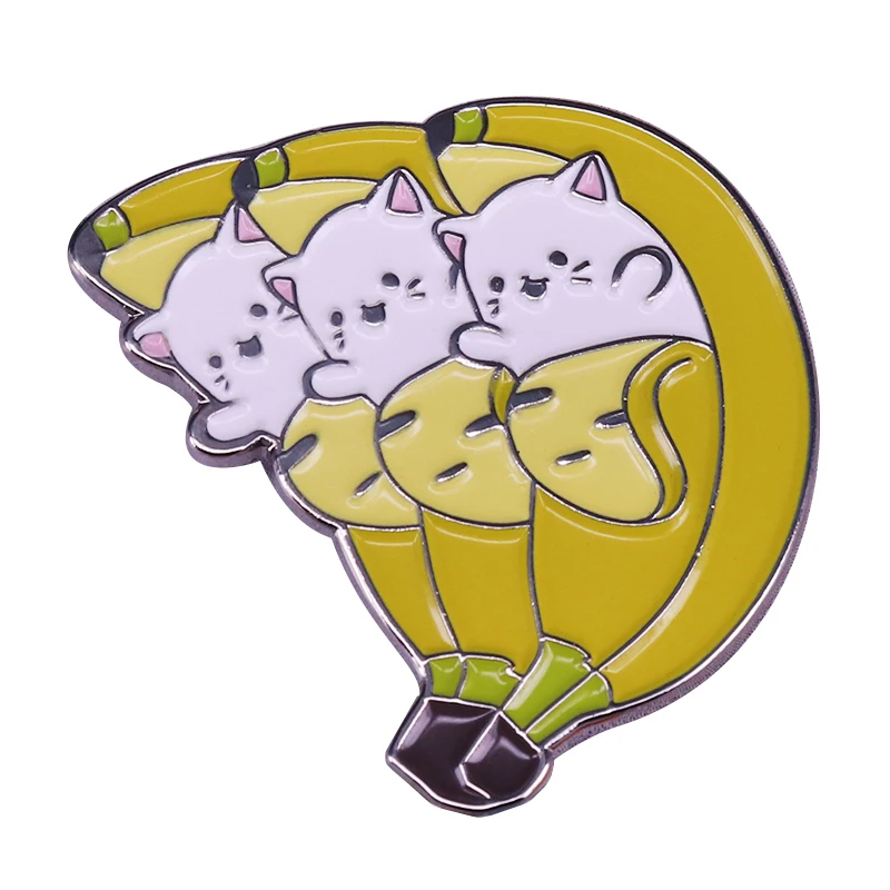 Банан Банч Кот Эмаль Булавка kawaii bananya котенок значок аниме ювелирные изделия уникальный рюкзак куртки аксессуар