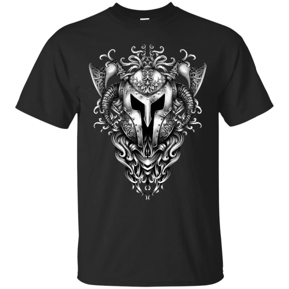 Мужская футболка с коротким рукавом и круглым вырезом Viking Helmet хлопковая унисекс