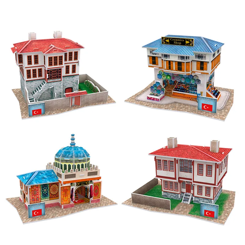 Jouets éducatifs pour enfants, maison de bricolage 3D Puzzle en turquie modèles en papier de montage Puzzle en 3D modèles de Style mondial