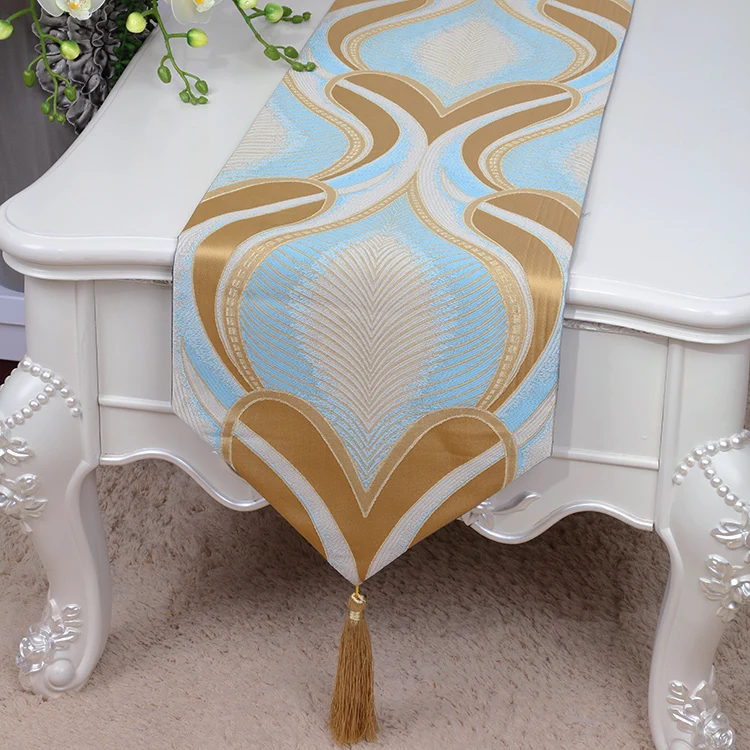 الفاخرة الكلاسيكية الجاكار النسيج الجدول عداء الأوروبية الأمريكية نمط الطعام واقية الحصير الراقية ديكور مستطيل الجدول القماش