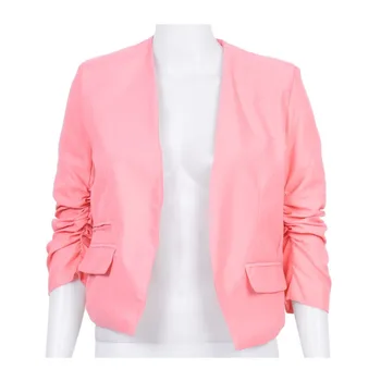 

Hot Fashion Jacket Blazer Women Suit Foldable Long Sleeves Lapel Coat Candy Color Casual Blazer Single Button Blazers Jackets