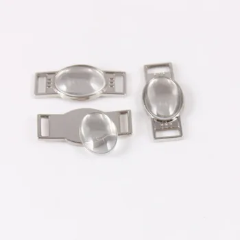 

100pcs Free shipping Blank Oval Shoelace Charms & Paracord Charms with 13*18mm Clear Glass Cabochon