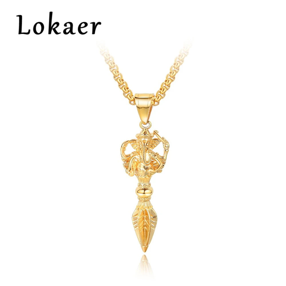 

Lokaer New Arrival Ganesh The Elephant God Pendant Personality Vintage Pendant Jewelry Necklace For Men