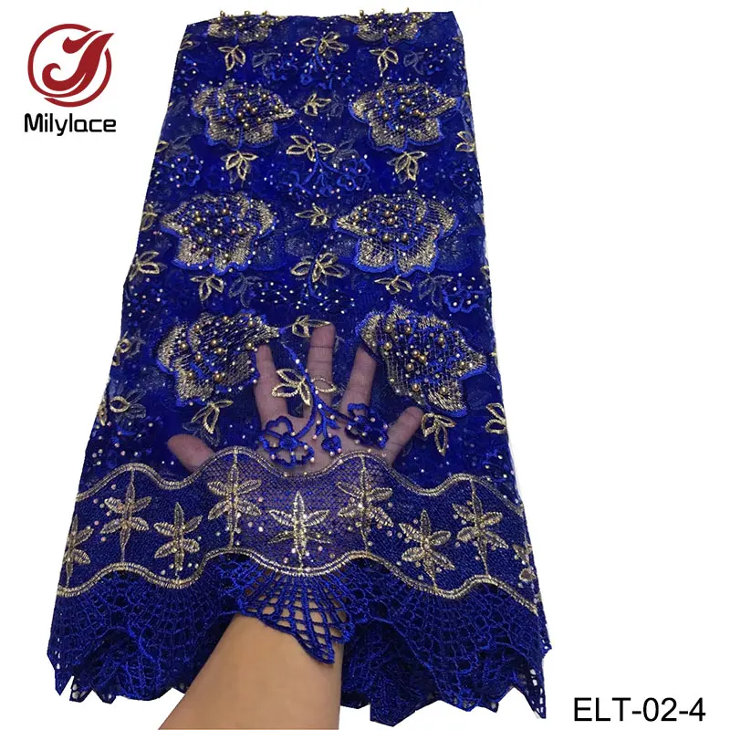Royalblue чистая кружевная ткань камни хорошего качества французское кружево с