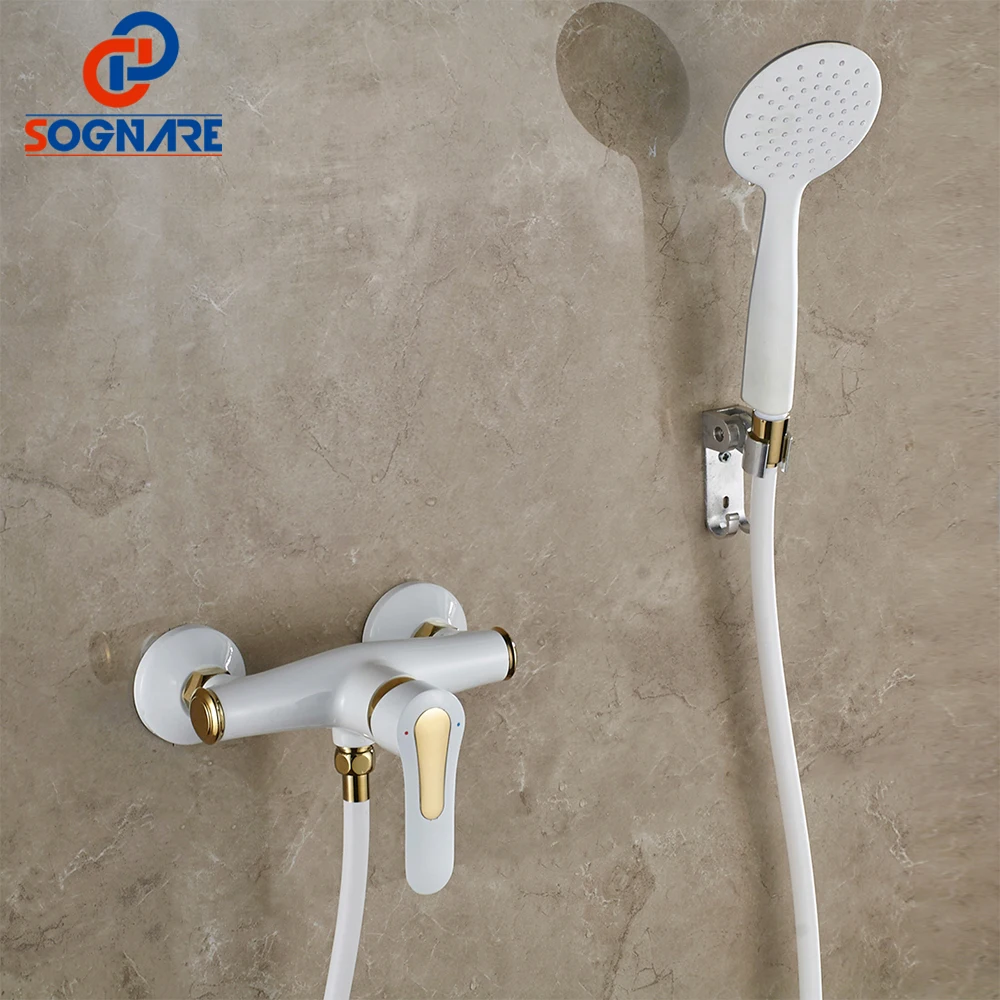 

SOGNARE Fashion Style White/Black Shower Faucet Wall Mounted Cold And Hot Mixer Single Handle Luxury Rain Shower Faucets D5104