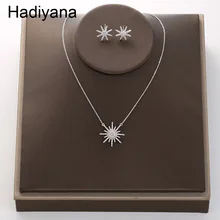 Hadiyana Европейская и американская мода универсальные блестящие серьги с восьмиконечной звездой ожерелье тренд ключицы цепи наборы TZ5026