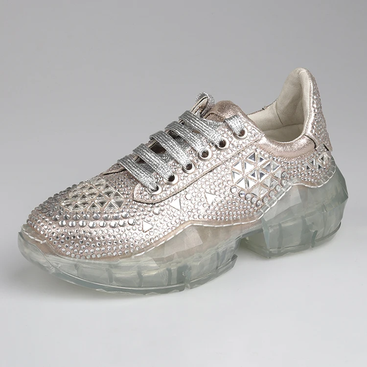 

EXCARGO Red Sneakers Women 2019 Spring Shoes Casual Female Platform/chuny Sneakers Shoes For Women Rhinestone Jelly Heel Sneaker