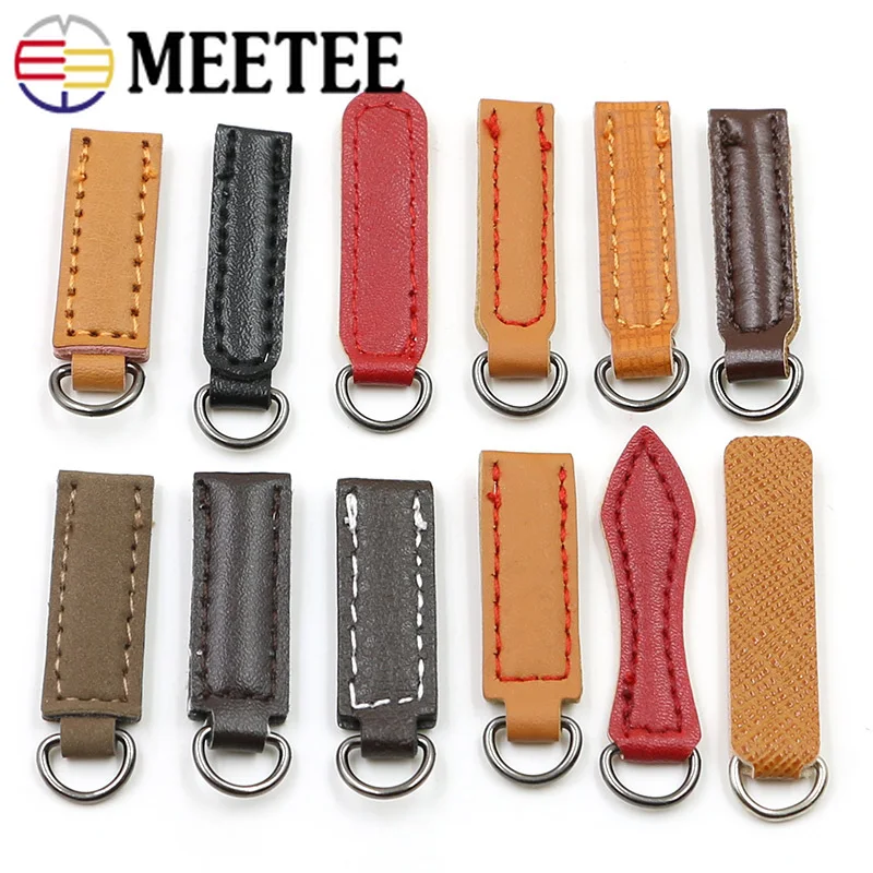 Meetee 10 шт 20-40 мм кожаная молния головной ползунок Съемник DIY сумка украшение кулон