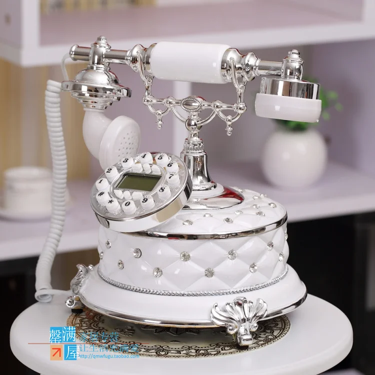 

New fashion diamond high-end antique telephone landline telephone hands-free blue retro style