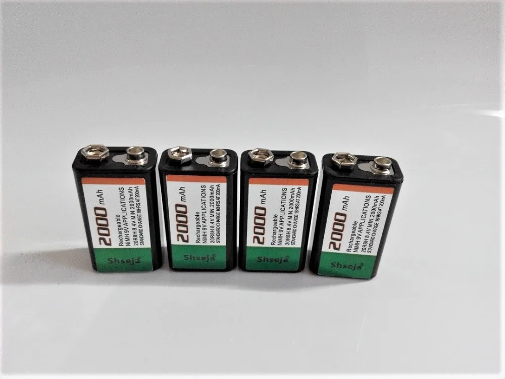 Free shipping 4pcs/lot High Capacity 2000mAh 9V NiMH rechargeable battery for meter wireless microphone