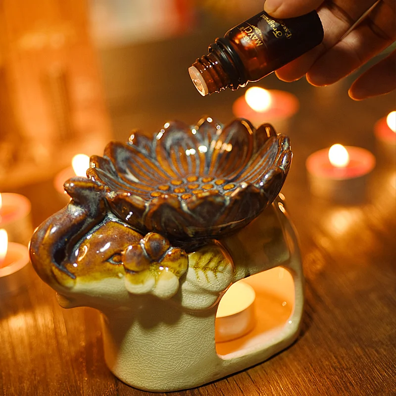 Слоник керамическая ваза-подсвечник ламповая горелка спа тайская большая емкость для благовоний горелки 60 мл