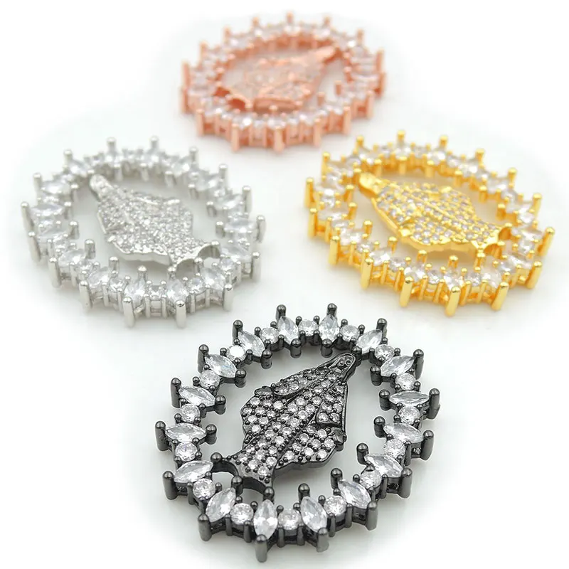 

29*25*4mm Micro Pave Clear CZ Maria Oval Flat Beads Fit For Men And Women Making Bracelets Jewelry