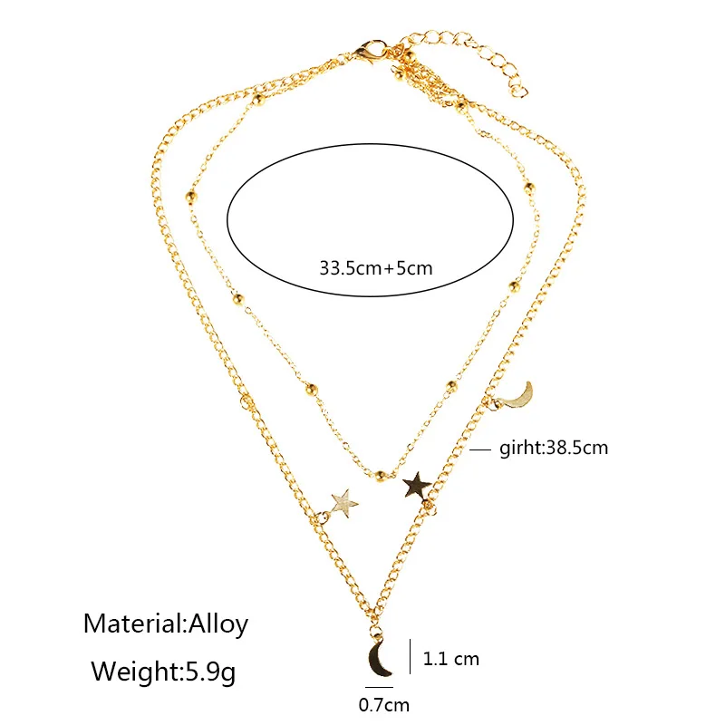 Moon Star массивные этнические металлические женские Геометрические женское ожерелье s для женщин Серебряное колье ювелирные изделия Золотая длинная цепь звено