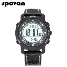 SPOVAN Brand Men’s Sports Watches Sapphire Crystal Mirror, Genuine Leather Band, Military Watch Compass/Pacer Bravo2a